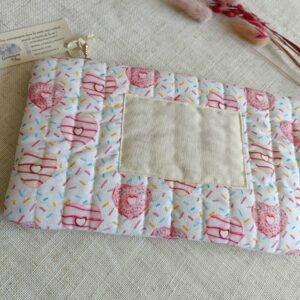 Trousse coton imprimé donuts coeur