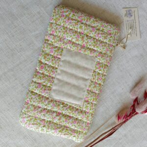 Trousse coton imprimé fleuri rose