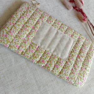 Trousse coton imprimé fleuri rose