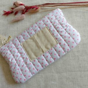 Trousse à pois rose