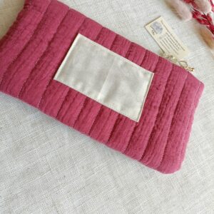 Trousse double gaze framboise