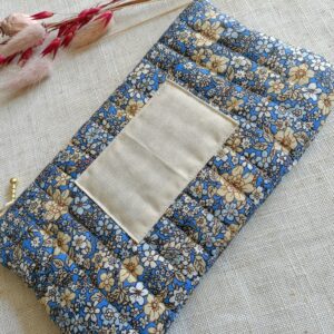 Trousse coton fleuri bleu