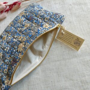 Trousse coton fleuri bleu