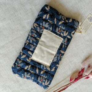 Trousse viscose imprimée feuillage bleu