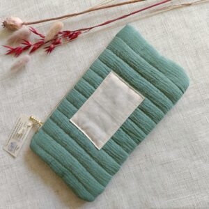 Trousse double gaze vert sauge